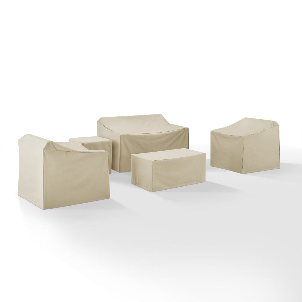Crosley Furniture - 5 Piece Furniture Cover Set Tan - Loveseat, Two Arm Chairs, End Table, Rectangle Table - MO75007-TA veiw 2