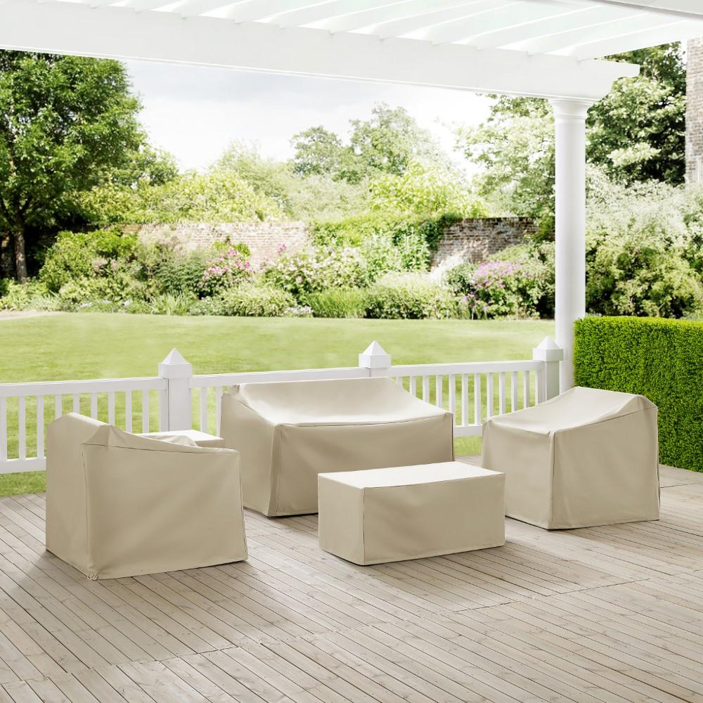 Crosley Furniture - 5 Piece Furniture Cover Set Tan - Loveseat, Two Arm Chairs, End Table, Rectangle Table - MO75007-TA veiw 4