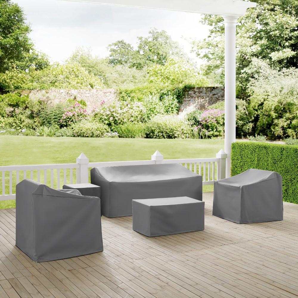 Crosley Furniture - 5 Piece Furniture Cover Set Gray - Sofa, Two Arm Chairs, End Table, Rectangle Table - MO75006-GY veiw 4