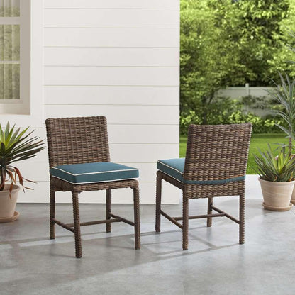 Crosley Furniture - Bradenton 2Pc Outdoor Wicker Dining Chair Set Navy/Weathered Brown - 2 Dining Chairs - KO70421WB-NV veiw 1