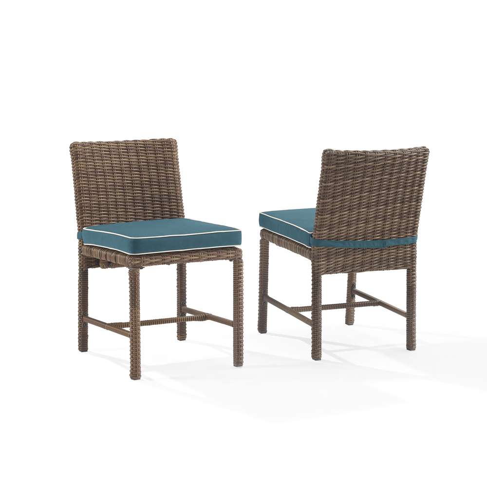 Crosley Furniture - Bradenton 2Pc Outdoor Wicker Dining Chair Set Navy/Weathered Brown - 2 Dining Chairs - KO70421WB-NV veiw 2