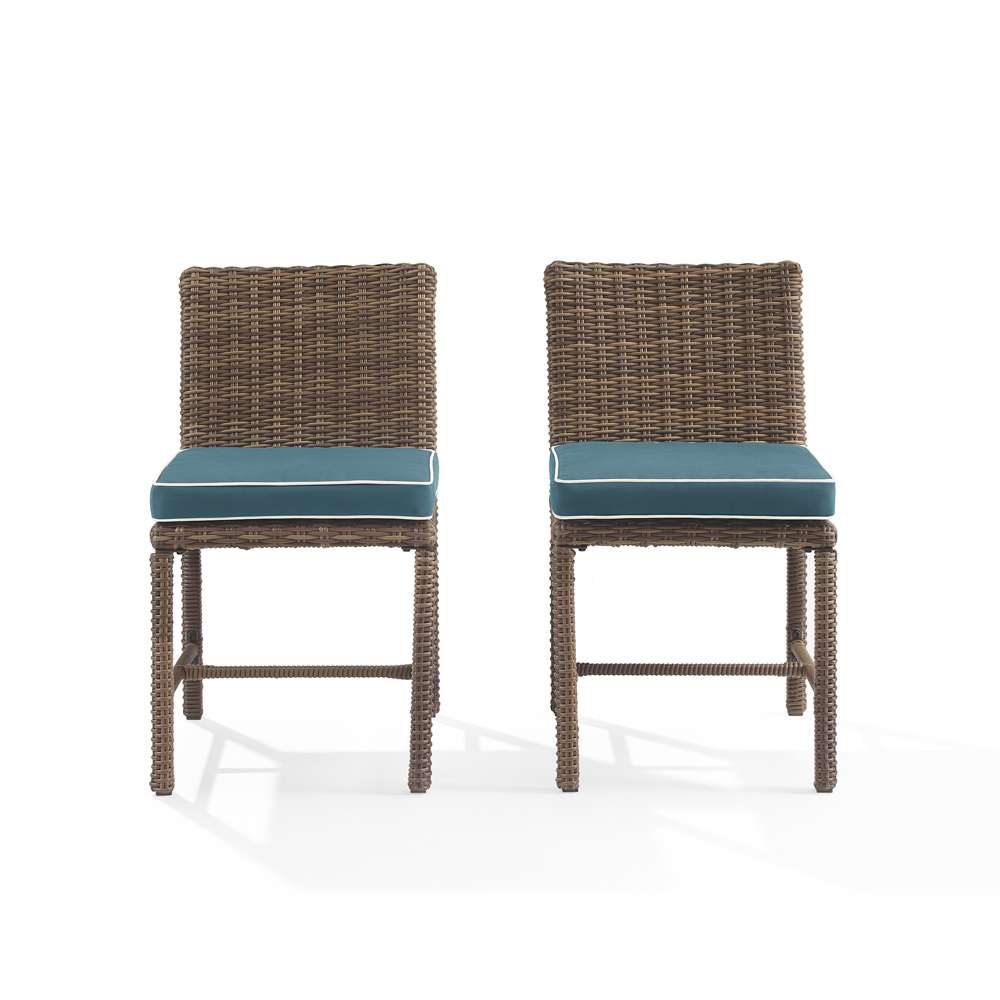 Crosley Furniture - Bradenton 2Pc Outdoor Wicker Dining Chair Set Navy/Weathered Brown - 2 Dining Chairs - KO70421WB-NV veiw 3