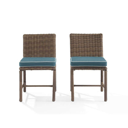 Crosley Furniture - Bradenton 2Pc Outdoor Wicker Dining Chair Set Navy/Weathered Brown - 2 Dining Chairs - KO70421WB-NV veiw 3