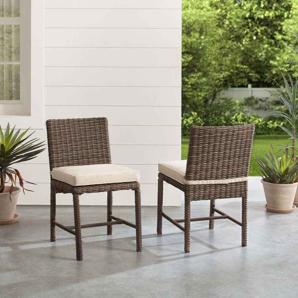Crosley Furniture - Bradenton 2Pc Outdoor Wicker Dining Chair Set Sand/Weathered Brown - 2 Dining Chairs - KO70421WB-SA veiw 1