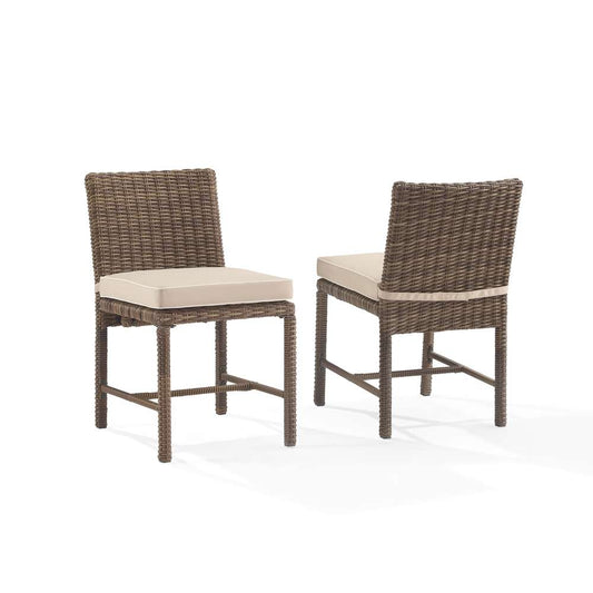 Crosley Furniture - Bradenton 2Pc Outdoor Wicker Dining Chair Set Sand/Weathered Brown - 2 Dining Chairs - KO70421WB-SA veiw 2