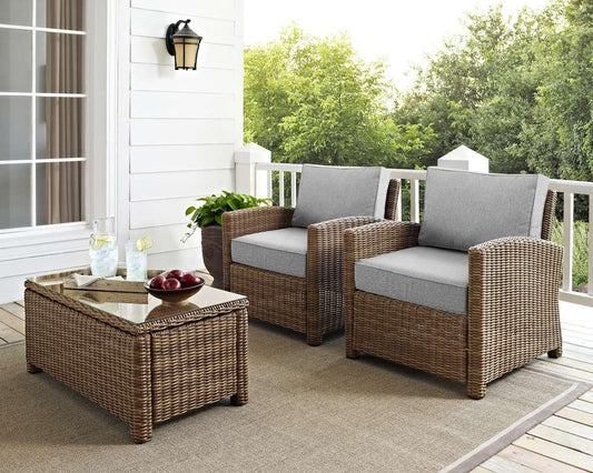 Crosley Furniture - Bradenton 2Pc Outdoor Wicker Armchair Set Gray/Weathered Brown - 2 Armchairs - KO70026WB-GY veiw 1