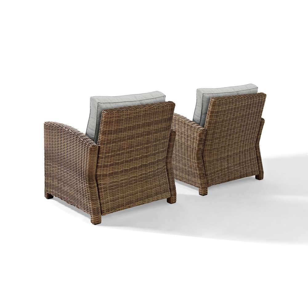 Crosley Furniture - Bradenton 2Pc Outdoor Wicker Armchair Set Gray/Weathered Brown - 2 Armchairs - KO70026WB-GY veiw 4