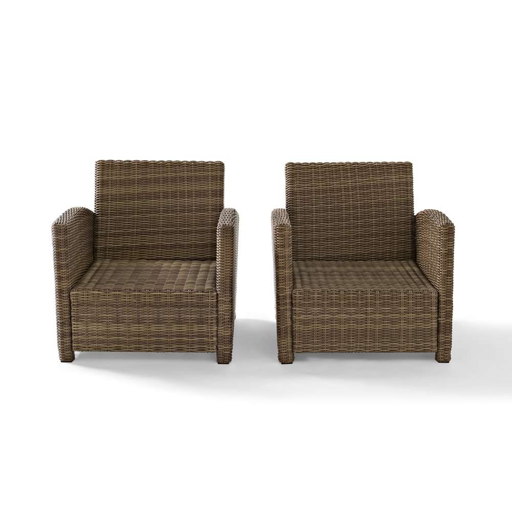 Crosley Furniture - Bradenton 2Pc Outdoor Wicker Armchair Set Gray/Weathered Brown - 2 Armchairs - KO70026WB-GY veiw 5