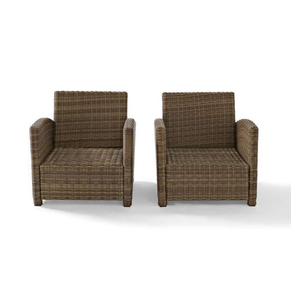 Crosley Furniture - Bradenton 2Pc Outdoor Wicker Armchair Set Gray/Weathered Brown - 2 Armchairs - KO70026WB-GY veiw 5