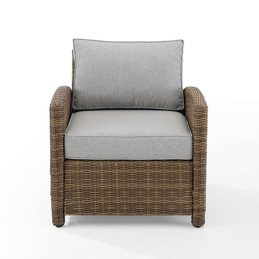 Crosley Furniture - Bradenton Outdoor Wicker Armchair Gray/Weathered Brown - KO70023WB-GY veiw 2