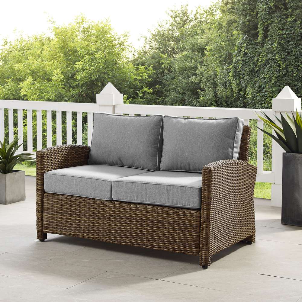 Crosley Furniture - Bradenton Outdoor Wicker Loveseat Gray/Weathered Brown - KO70022WB-GY veiw 1