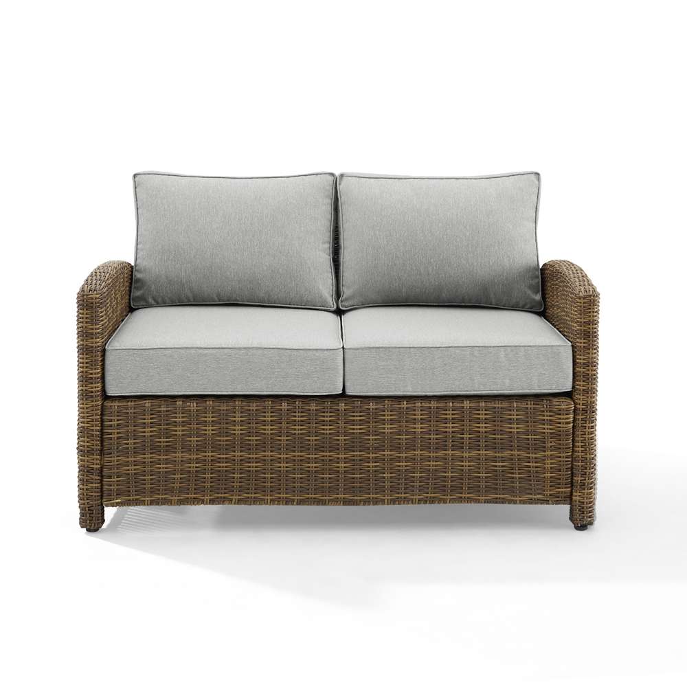 Crosley Furniture - Bradenton Outdoor Wicker Loveseat Gray/Weathered Brown - KO70022WB-GY veiw 3