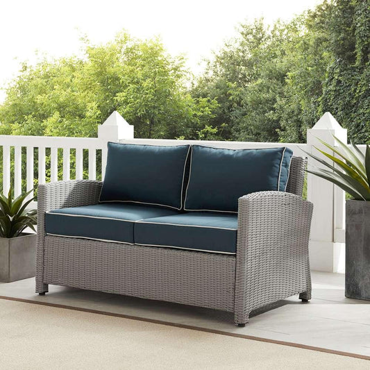Crosley Furniture - Bradenton Outdoor Wicker Loveseat Navy/Gray - KO70022GY-NV veiw 1