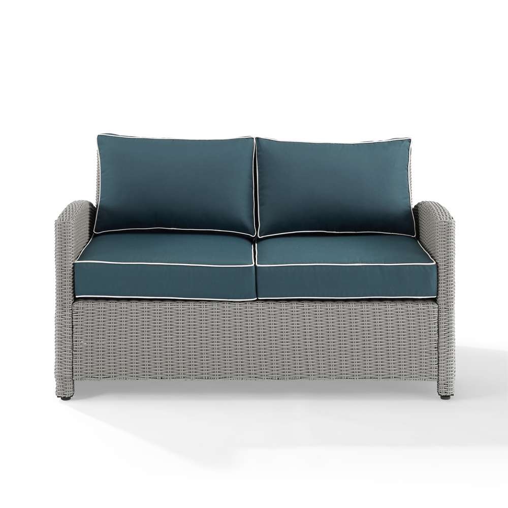 Crosley Furniture - Bradenton Outdoor Wicker Loveseat Navy/Gray - KO70022GY-NV veiw 3