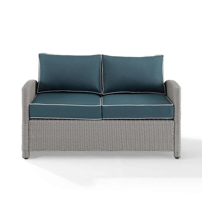 Crosley Furniture - Bradenton Outdoor Wicker Loveseat Navy/Gray - KO70022GY-NV veiw 3