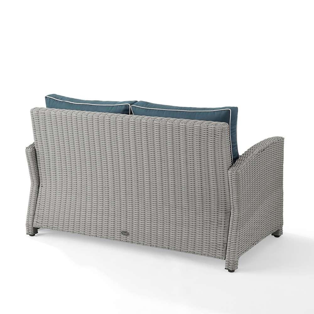 Crosley Furniture - Bradenton Outdoor Wicker Loveseat Navy/Gray - KO70022GY-NV veiw 4