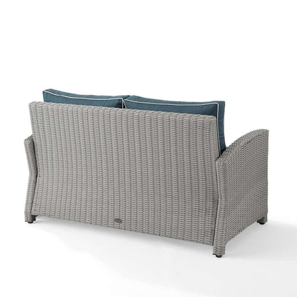 Crosley Furniture - Bradenton Outdoor Wicker Loveseat Navy/Gray - KO70022GY-NV veiw 4