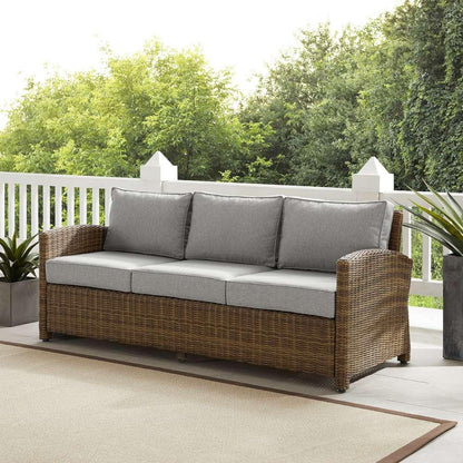 Crosley Furniture - Bradenton Outdoor Wicker Sofa Weathered Brown /Gray - KO70049WB-GY veiw 1