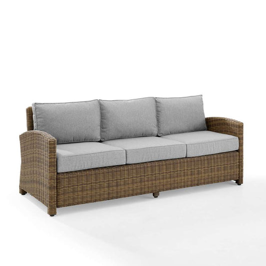Crosley Furniture - Bradenton Outdoor Wicker Sofa Weathered Brown /Gray - KO70049WB-GY veiw 2