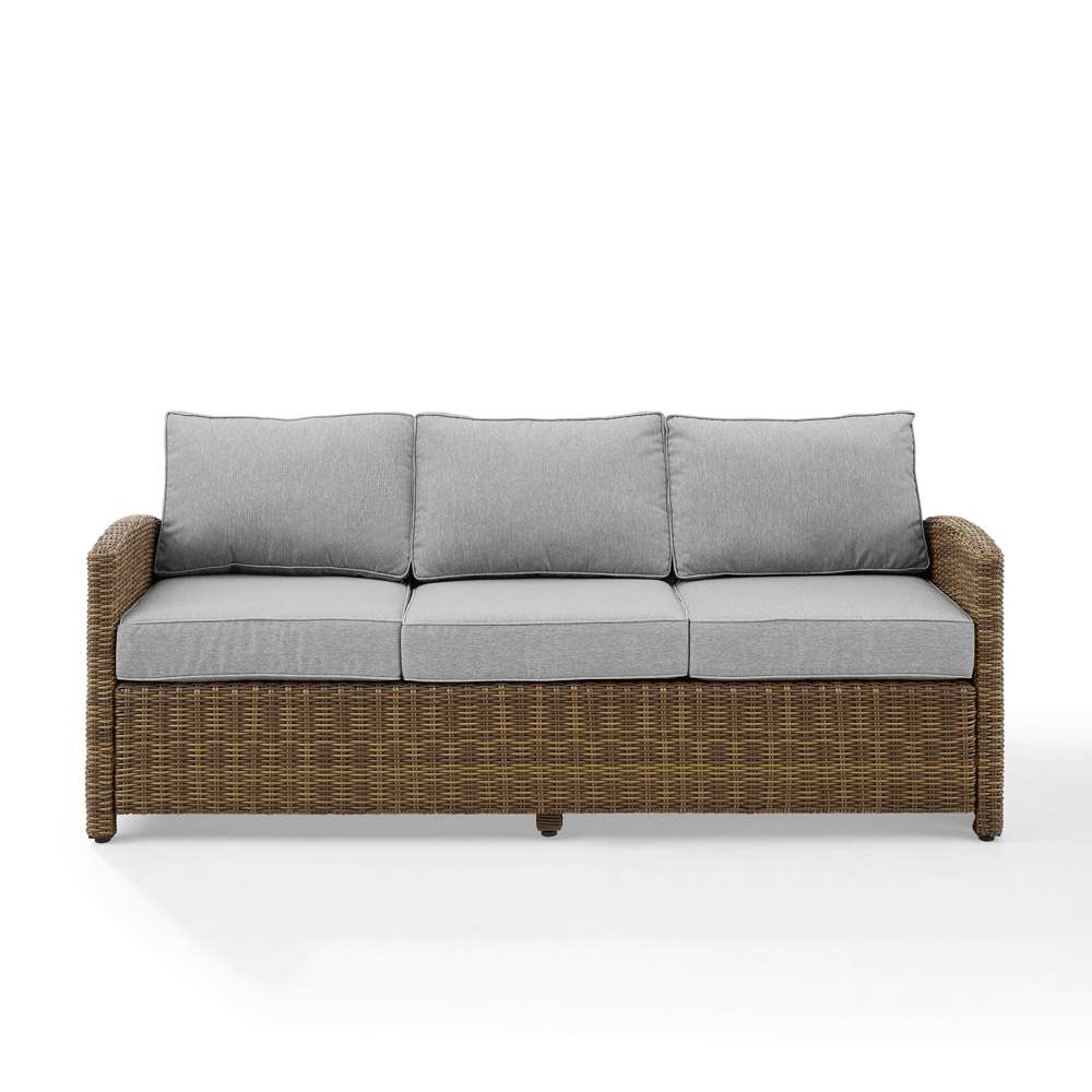 Crosley Furniture - Bradenton Outdoor Wicker Sofa Weathered Brown /Gray - KO70049WB-GY veiw 3