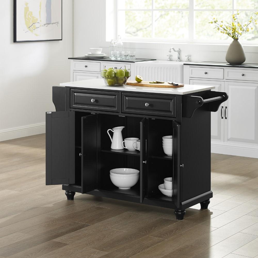 Crosley Furniture - Cambridge Granite Top Full Size Kitchen Island/Cart Black/White - KF30005DBK veiw 9