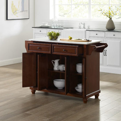 Crosley Furniture - Cambridge Granite Top Full Size Kitchen Island/Cart Mahogany/White - KF30005DMA veiw 9
