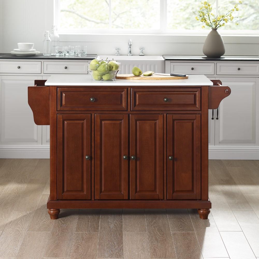 Crosley Furniture - Cambridge Granite Top Full Size Kitchen Island/Cart Mahogany/White - KF30005DMA veiw 10