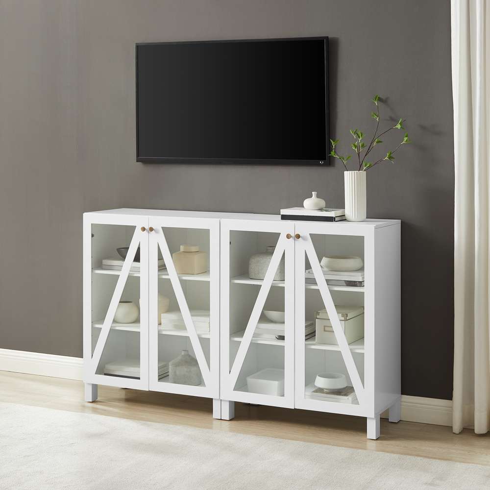 Crosley Furniture Cassai 2Pc Media Storage Cabinet Set Navy - 2 Storage Pantries - KF13133NV veiw 1