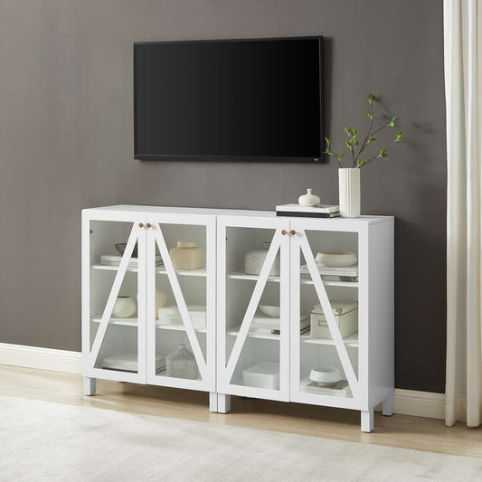 Crosley Furniture Cassai 2Pc Media Storage Cabinet Set Navy - 2 Storage Pantries - KF13133NV veiw 1