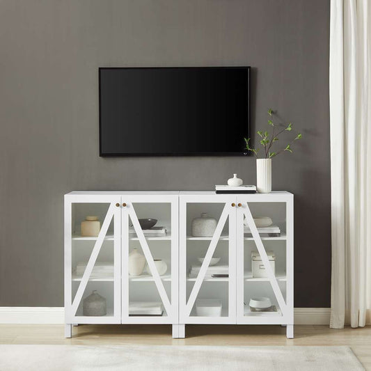Crosley Furniture Cassai 2Pc Media Storage Cabinet Set Navy - 2 Storage Pantries - KF13133NV veiw 2