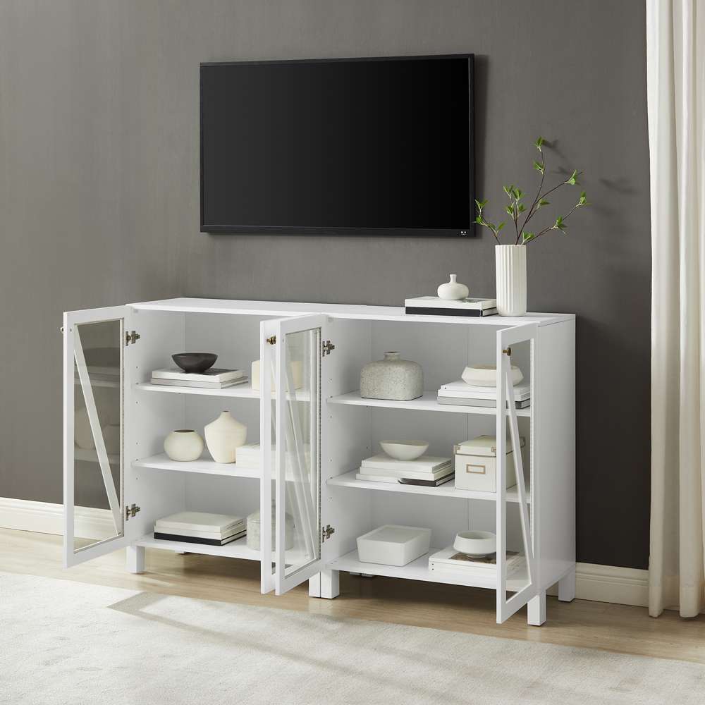 Crosley Furniture Cassai 2Pc Media Storage Cabinet Set Navy - 2 Storage Pantries - KF13133NV veiw 3