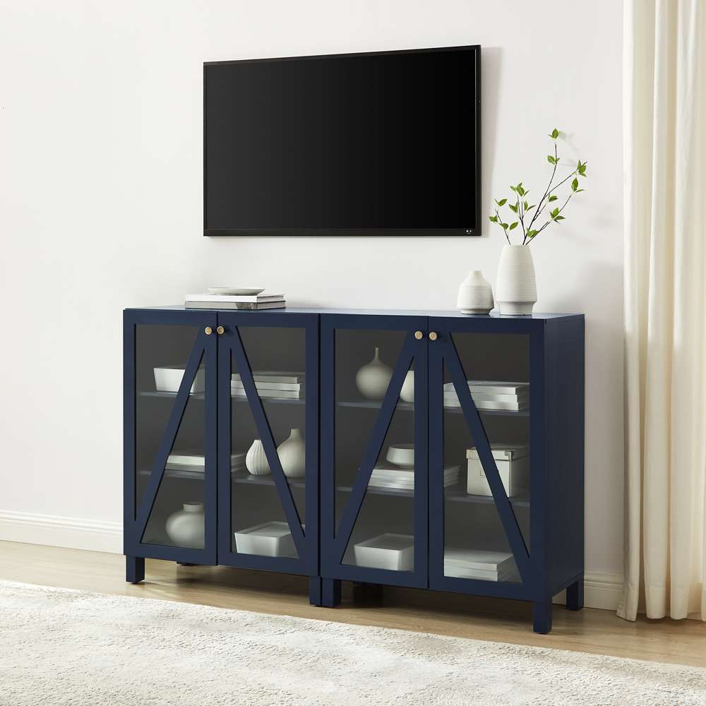 Crosley Furniture Cassai 2Pc Media Storage Cabinet Set White - 2 Storage Pantries - KF13133WH veiw 1