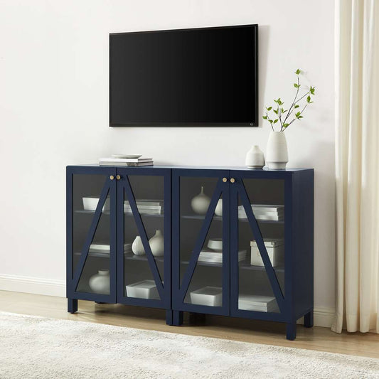 Crosley Furniture Cassai 2Pc Media Storage Cabinet Set White - 2 Storage Pantries - KF13133WH veiw 1