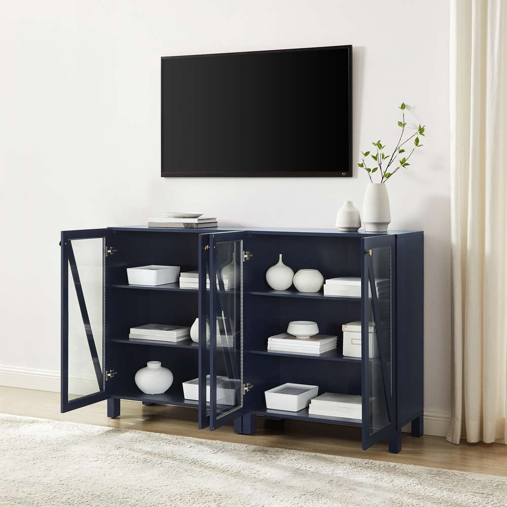 Crosley Furniture Cassai 2Pc Media Storage Cabinet Set White - 2 Storage Pantries - KF13133WH veiw 3