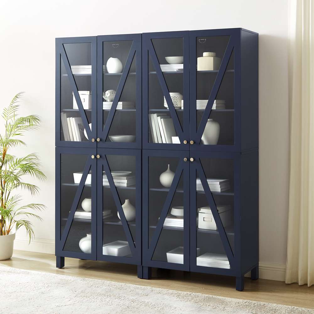 Crosley Furniture Cassai 2Pc Storage Pantry Set Navy - 2 Tall Pantries - KF33027NV veiw 1