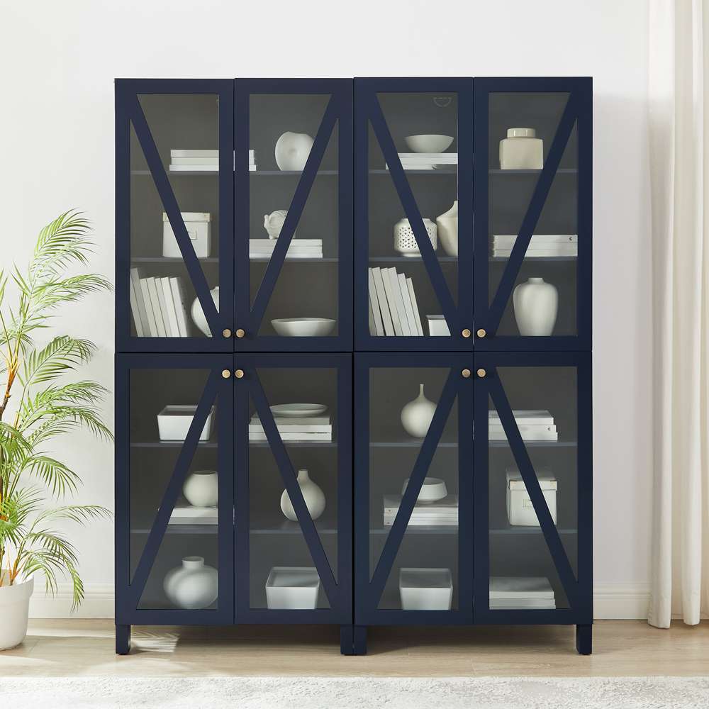 Crosley Furniture Cassai 2Pc Storage Pantry Set Navy - 2 Tall Pantries - KF33027NV veiw 2