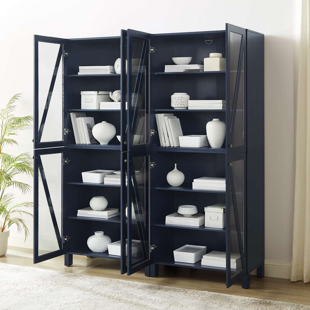 Crosley Furniture Cassai 2Pc Storage Pantry Set Navy - 2 Tall Pantries - KF33027NV veiw 3