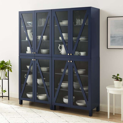 Crosley Furniture Cassai 2Pc Storage Pantry Set Navy - 2 Tall Pantries - KF33027NV veiw 4