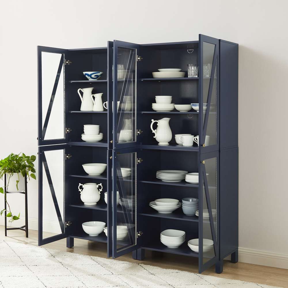 Crosley Furniture Cassai 2Pc Storage Pantry Set Navy - 2 Tall Pantries - KF33027NV veiw 6