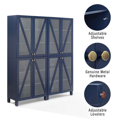 Crosley Furniture Cassai 2Pc Storage Pantry Set Navy - 2 Tall Pantries - KF33027NV veiw 7