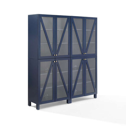 Crosley Furniture Cassai 2Pc Storage Pantry Set Navy - 2 Tall Pantries - KF33027NV veiw 9