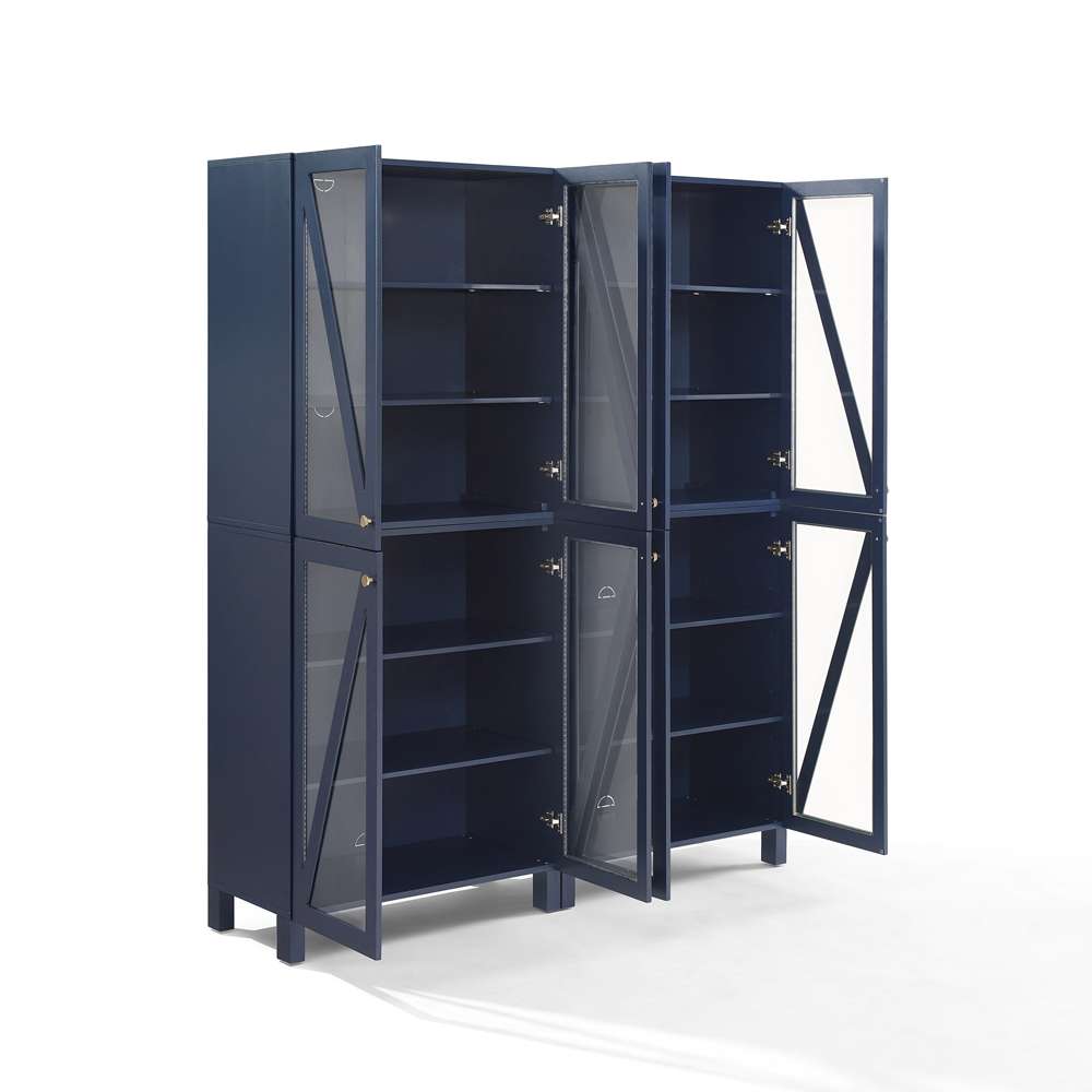 Crosley Furniture Cassai 2Pc Storage Pantry Set Navy - 2 Tall Pantries - KF33027NV veiw 11