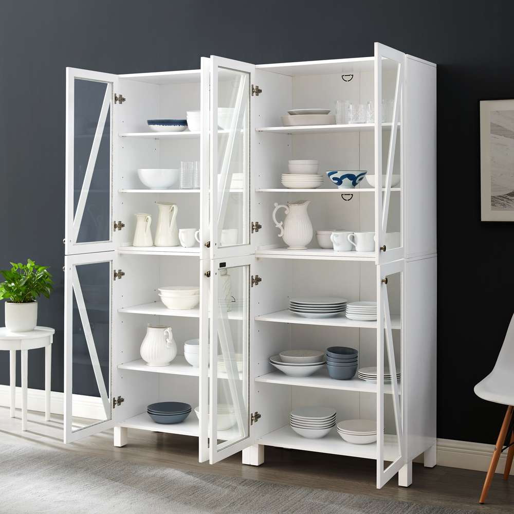 Crosley Furniture Cassai 2Pc Storage Pantry Set White - 2 Tall Pantries - KF33027WH veiw 6