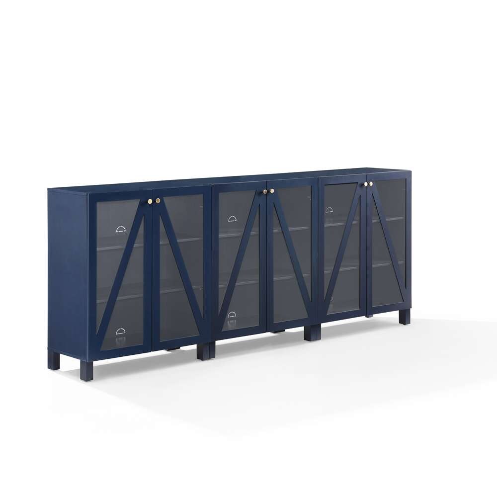 Crosley Furniture Cassai 3Pc Media Storage Cabinet Set Navy - 3 Storage Pantries - KF13134NV veiw 7