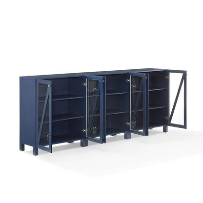 Crosley Furniture Cassai 3Pc Media Storage Cabinet Set Navy - 3 Storage Pantries - KF13134NV veiw 9