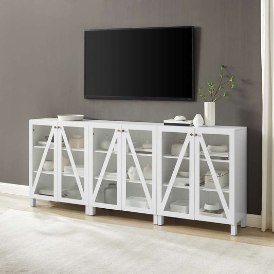 Crosley Furniture Cassai 3Pc Media Storage Cabinet Set White - 3 Storage Pantries - KF13134WH veiw 1