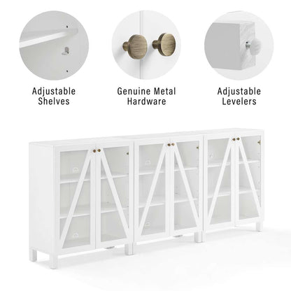 Crosley Furniture Cassai 3Pc Media Storage Cabinet Set White - 3 Storage Pantries - KF13134WH veiw 4