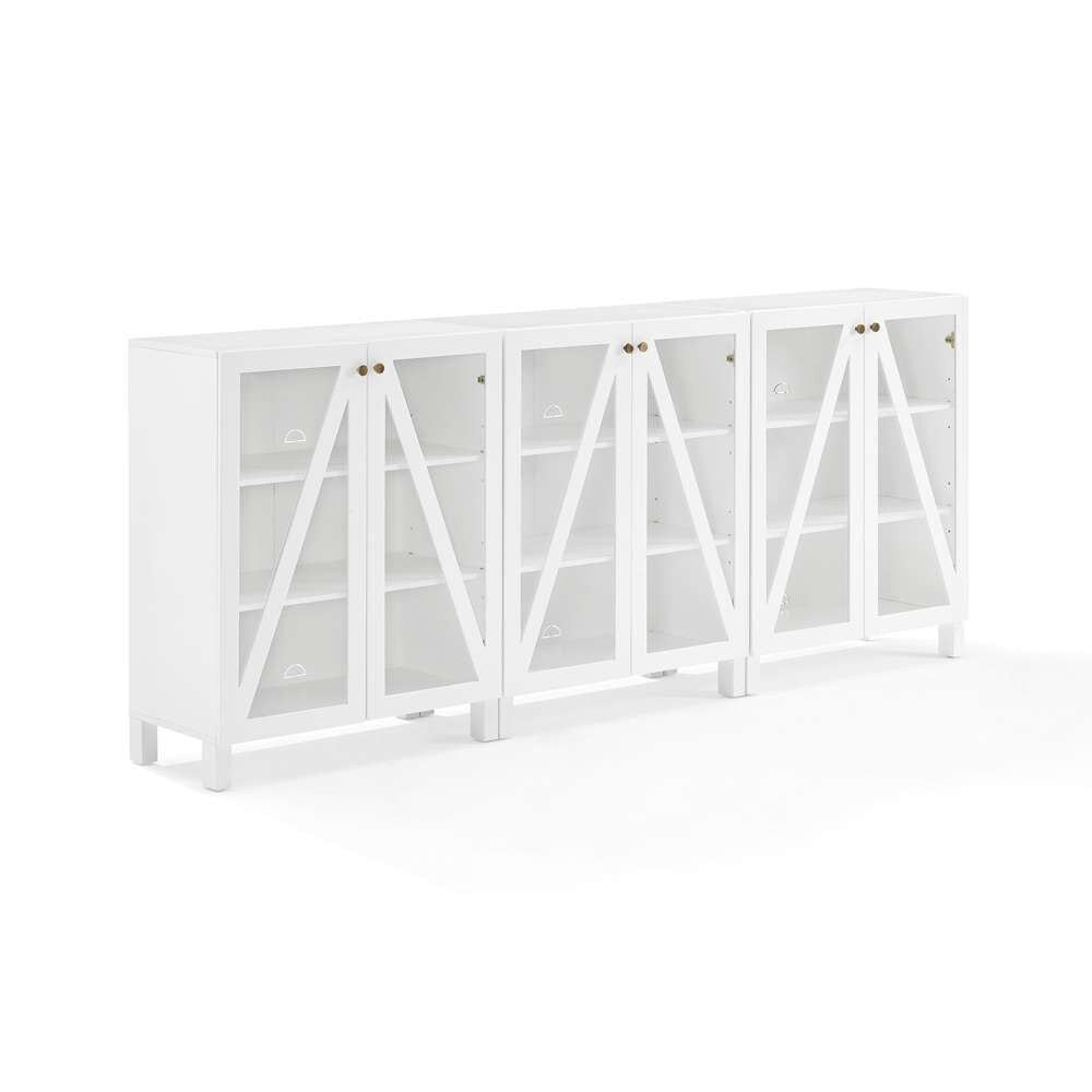 Crosley Furniture Cassai 3Pc Media Storage Cabinet Set White - 3 Storage Pantries - KF13134WH veiw 7