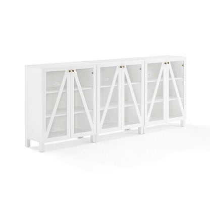 Crosley Furniture Cassai 3Pc Media Storage Cabinet Set White - 3 Storage Pantries - KF13134WH veiw 7