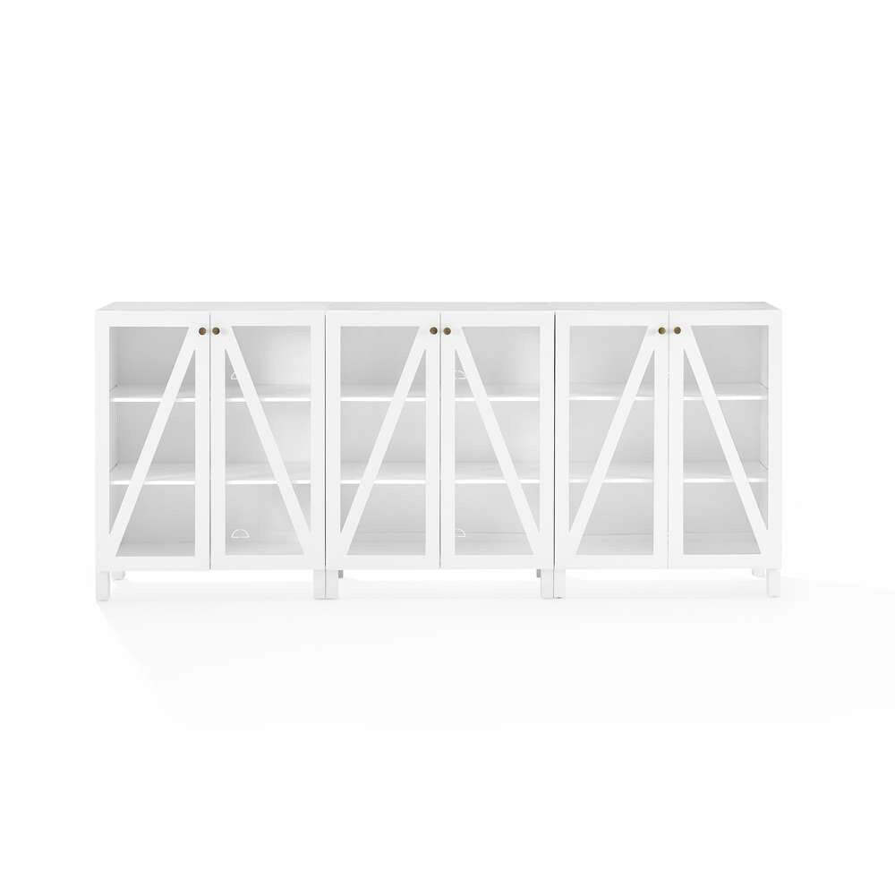 Crosley Furniture Cassai 3Pc Media Storage Cabinet Set White - 3 Storage Pantries - KF13134WH veiw 8